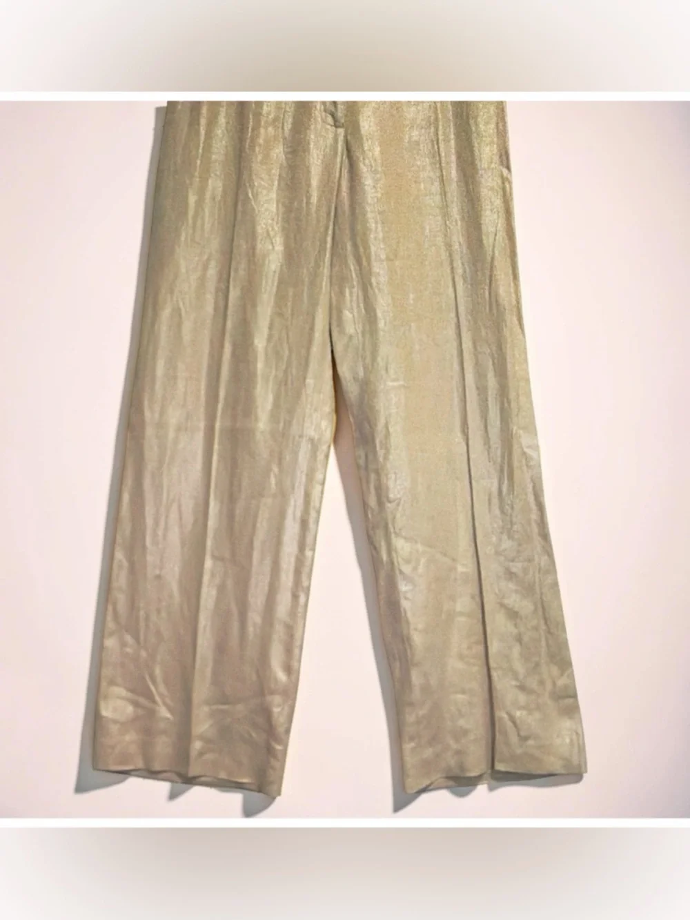Elliott Lauren Metallic Linen Wide-Leg Pants | Gold Champagne | Size 4 | USA